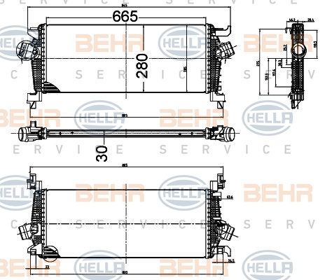 Intercooler, compresor (8ML376988414 HELLA) OPEL,VAUXHALL