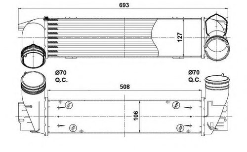 Intercooler, compresor BMW Seria 3 (E90) (2005 - 2011) NRF 30386 piesa NOUA