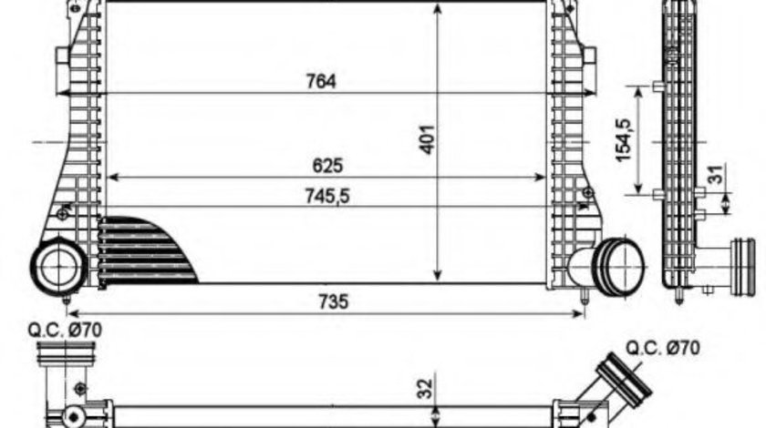 Intercooler, compresor SEAT LEON (1M1) (1999 - 2006) NRF 30290 piesa NOUA