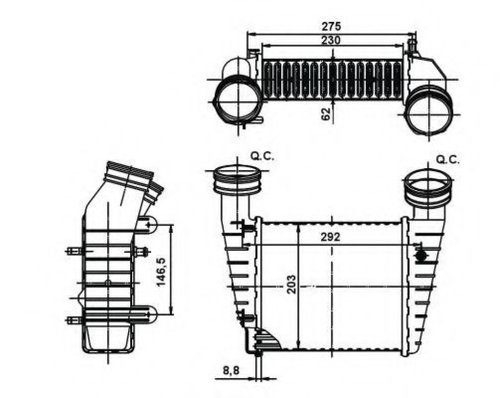 Intercooler, compresor SKODA SUPERB I (3U4) (2001 - 2008) NRF 30138A piesa NOUA