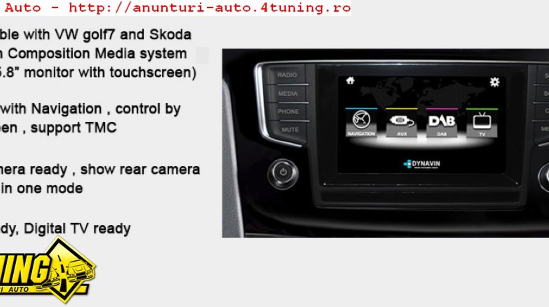 INTERFATA MULTIMEDIA Navigatie Dedicata Volkswagen Golf 7 Skoda Octavia 3 Dynavin Dvn Invw001 Gps Tv Camera Video Cadou Montaj Calificat In Toata Tara