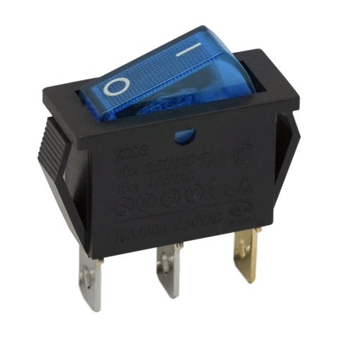 Interupator basculant 1 circuit 10A-250V OFF-ON, lumini de albastru 09050KE