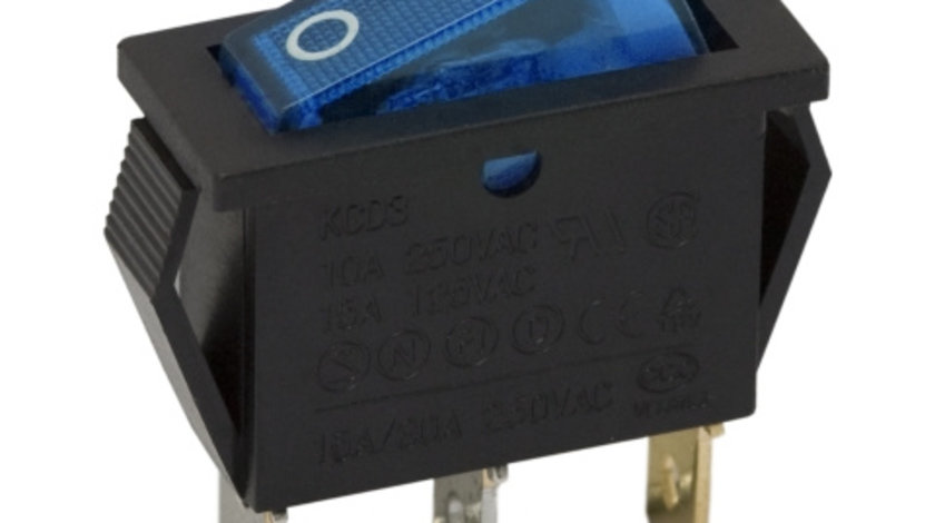 Interupator basculant 1 circuit 10A-250V OFF-ON, lumini de albastru 09050KE