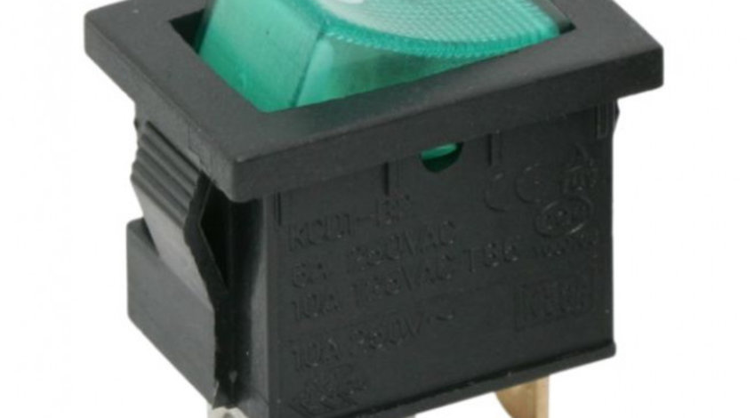 Interupator Basculant 1 Circuit 6A-250V OFF-ON Lumini De Verde 09019ZO