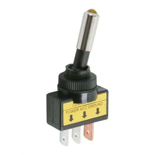 Intrerupatoare Cu Brat 1 Circuit 20A-12VDC OFF-ON Cu Led Galben 09058SA