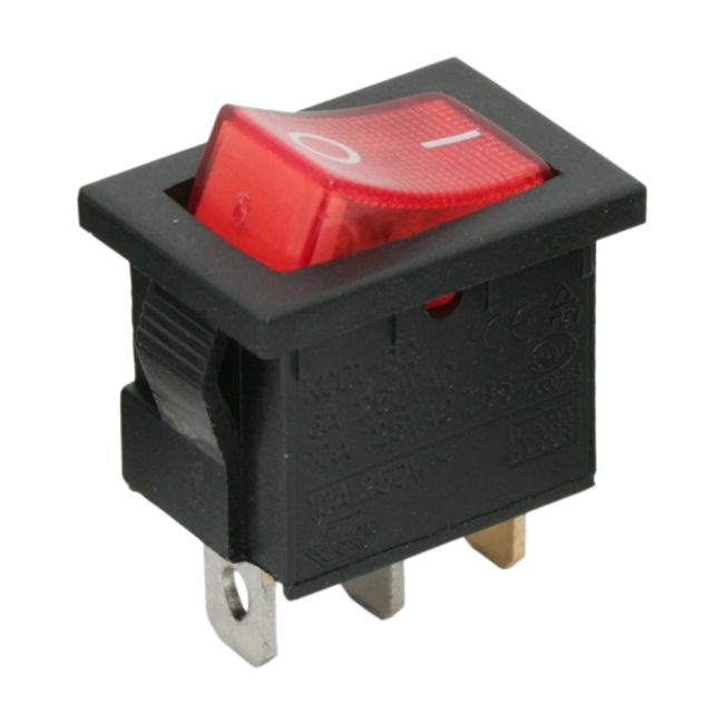 Intrerupator basculant 1 circuit 6A-250V OFF-ON, iluminare rosie 09019PI