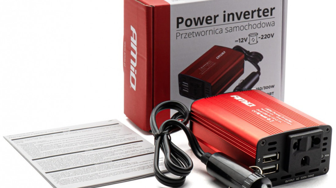 Invertor Convertizor De Tensiune Amio 12V/230V 150W/300W 2xUSB PI01 02468