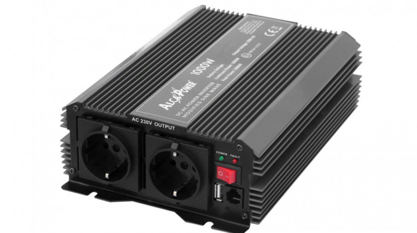 Invertor de tensiune AlcaPower by President 1000W 24V-230V, sinusoida modificata, port USB PNI-ACAL407