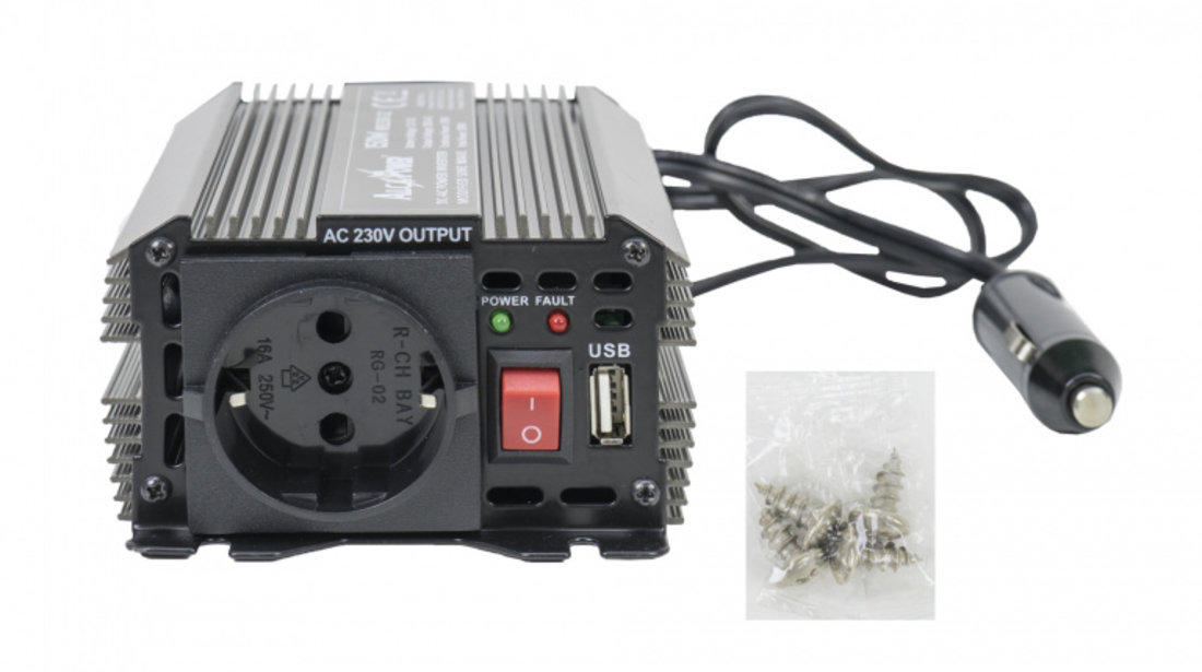 Invertor de tensiune AlcaPower by President 150W 12V-230V, sinusoida modificata, port USB PNI-ACAL202