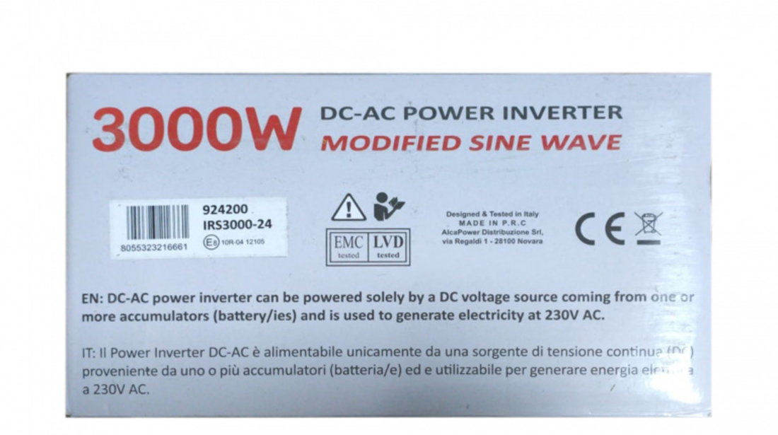 Invertor de tensiune AlcaPower by President 3000W alimentare 24V, iesire 230V, unda sinus modificat, port SB, intrare telecomanda PNI-ACAL409