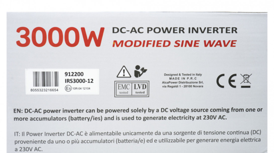 Invertor de tensiune AlcaPower by President 3000W 12V-230V, sinusoida modificata, port USB PNI-ACAL231