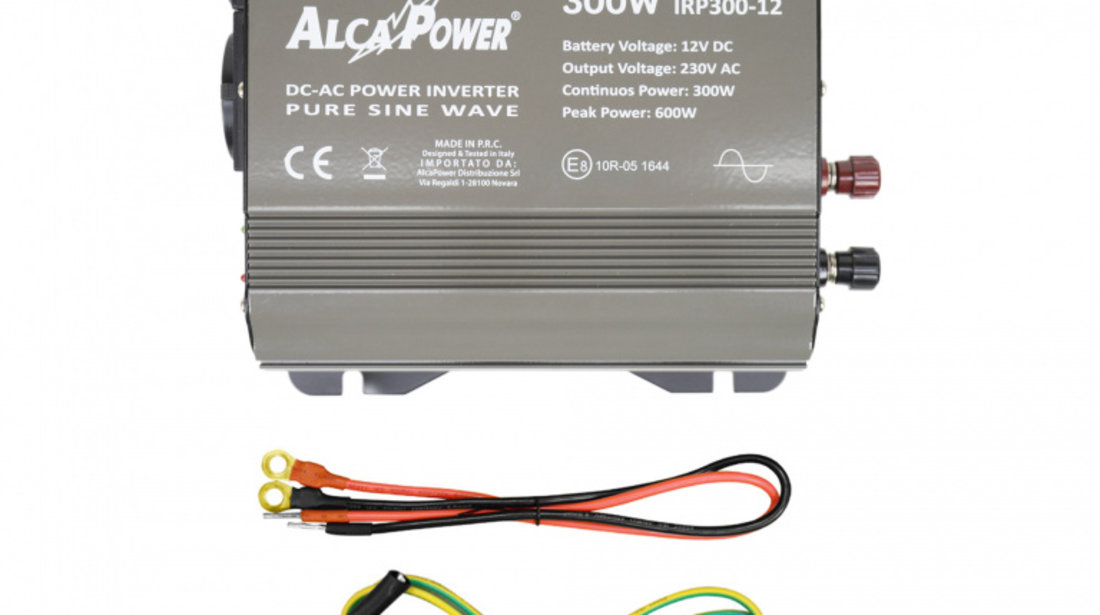 Invertor de tensiune AlcaPower by President 300W alimentare 12V, iesire 230V, unda sinus pur, mufa USB 5V 500mAh, cu clesti alimentare si mufa de bricheta inclus PNI-ACAL605