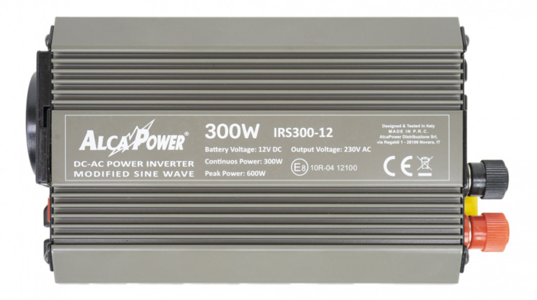 Invertor de tensiune AlcaPower by President 300W alimentare 12V, iesire 230V, unda sinus modificata, mufa USB 5V 500mAh, cu clesti alimentare si mufa de bricheta inclus PNI-ACAL204