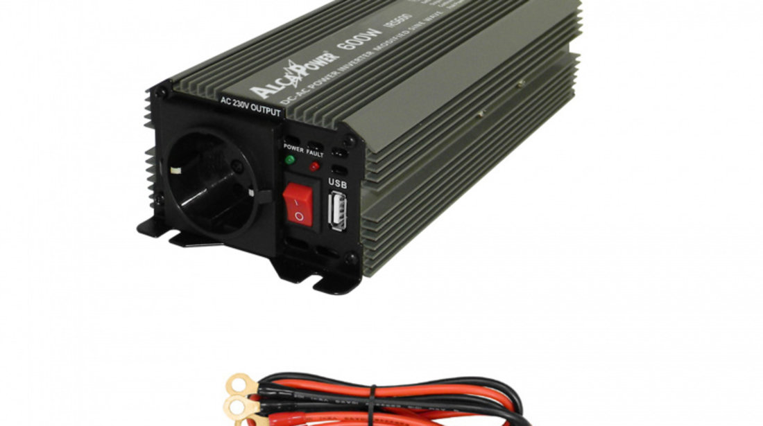 Invertor de tensiune AlcaPower by President 600W 24V-230V, sinusoida modificata, port USB PNI-ACAL405