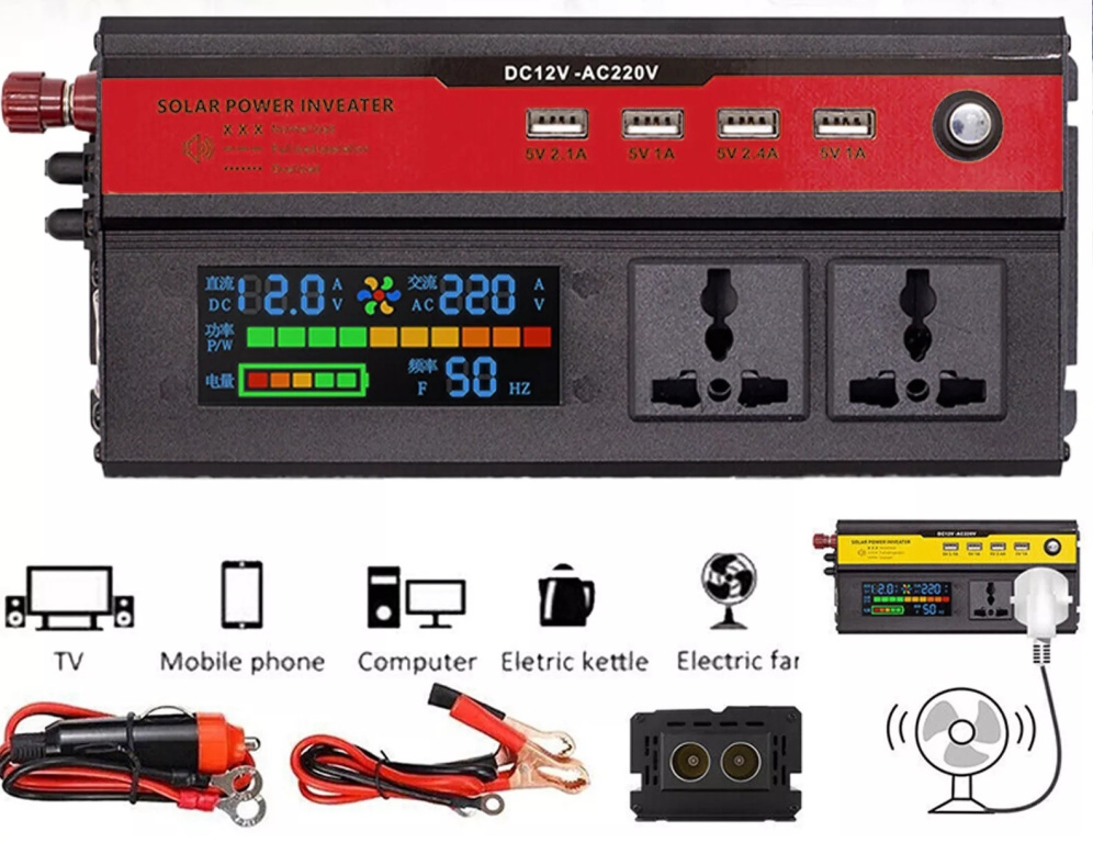 Invertor De Tensiune De La 12V La 220V 5000W Cu Afișaj Digital IN0194