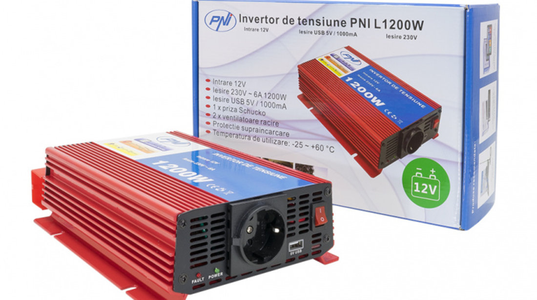 Invertor De Tensiune Pni L1200w Alimentare 12v Iesire 230v PNI-H1200W12