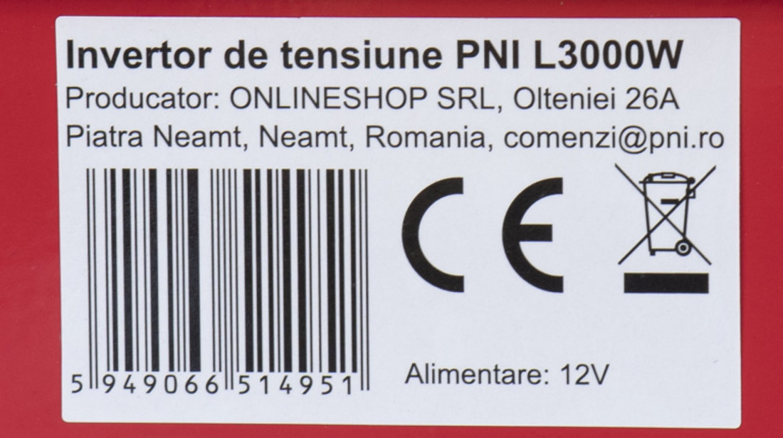 Invertor de tensiune PNI L3000W alimentare 12V iesire 230V PNI-H3000W12