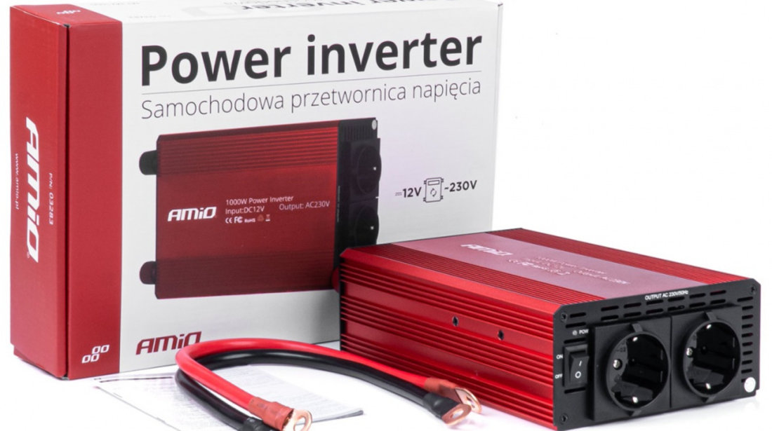 Invertor Tensiune 12V-230V 1000W Amio 03283