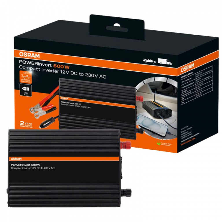 Invertor Tensiune Osram POWERinvert 500W 12V - 230V OEINVU500