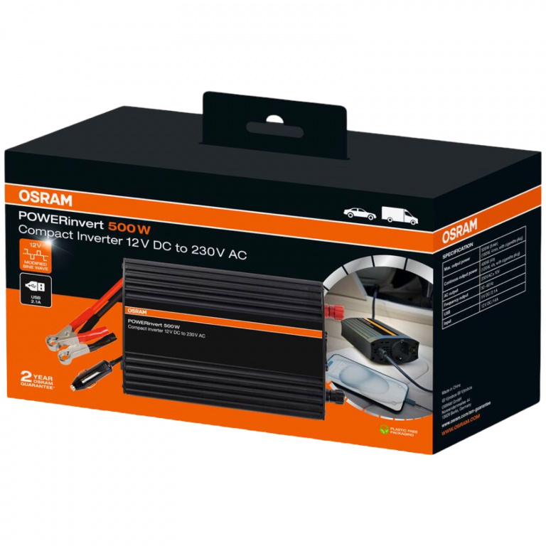 Invertor Tensiune Osram POWERinvert 500W 12V - 230V OEINVU500