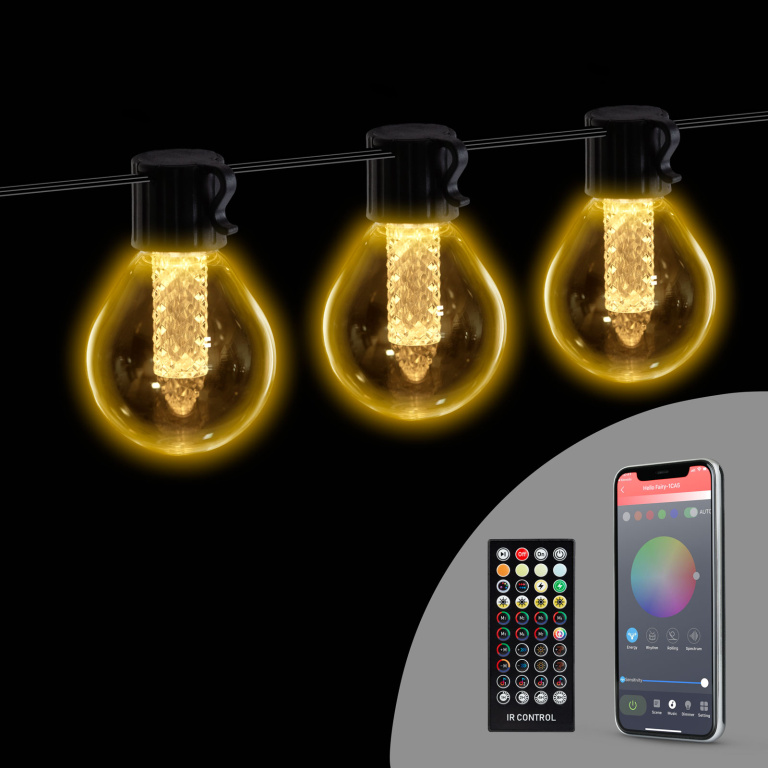 Șir de lumină inteligentă - 100-240V - 25 LED-uri alb cald - 15 m - bluetooth 58384