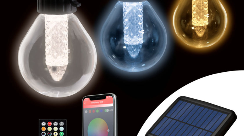 Șir de lumini solare inteligente - 15 LED-uri albe - temperatură de culoare reglabilă - 7,5 m - bluetooth 11743