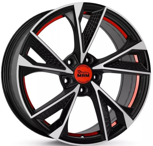 Janta aliaj MAM Leichtmetallräder RS6 BFPRI - Black Front Polished Red Inside CB72.6 5/120 16X7.0 E...