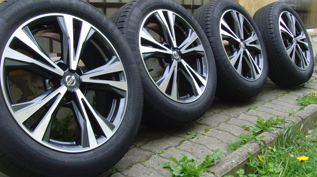 Jante 5x114,3 pe 18 originale Nissan Qashqai din 2019/anvelope vara noi 215/55R18 Conti EcoContact 5