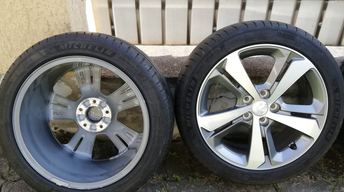 Jante aliaj 5x108 pe 17 orig.Peugeot(308)+anvelope 225/45 R17 Michelin