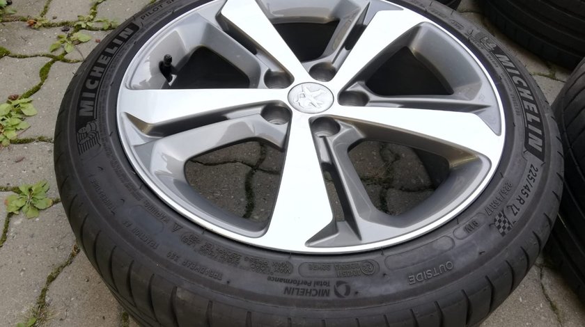 Jante aliaj 5x108 pe 17 orig.Peugeot(308)+anvelope 225/45 R17 Michelin
