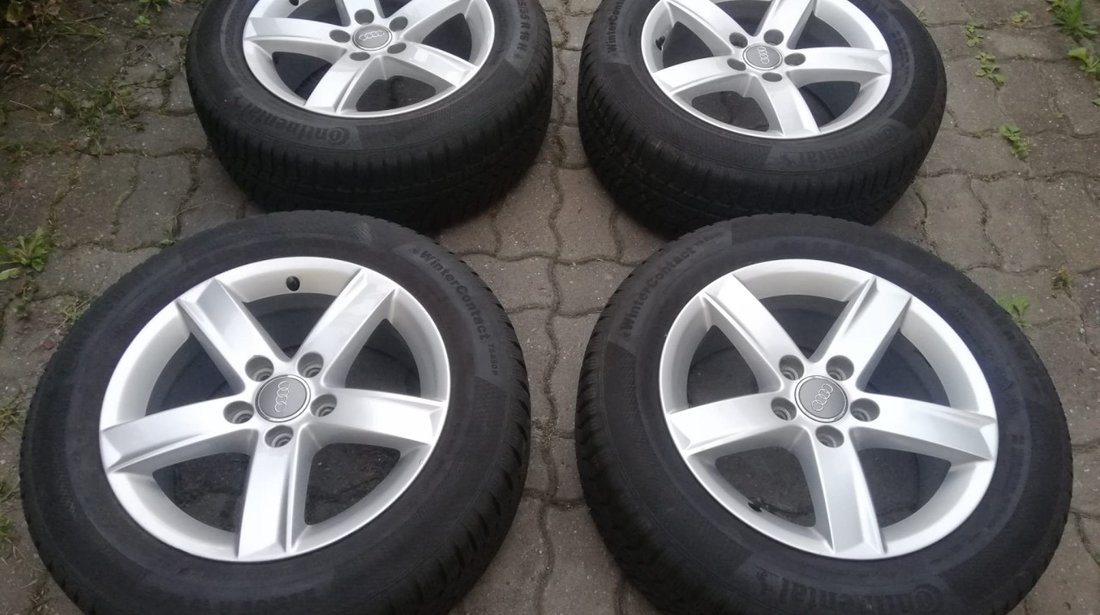 Jante aliaj 5x112 pe 16 originale Audi A4 B8 cu 225/55 R16 Continental de iarna ca noi