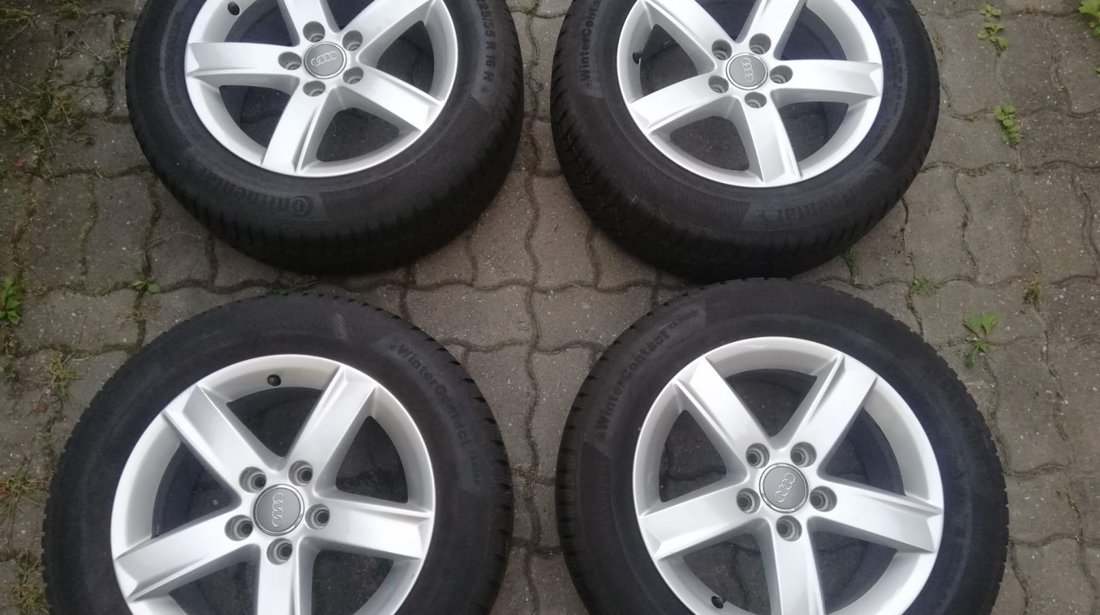 Jante aliaj 5x112 pe 16 originale Audi A4 B8 cu 225/55 R16 Continental de iarna ca noi