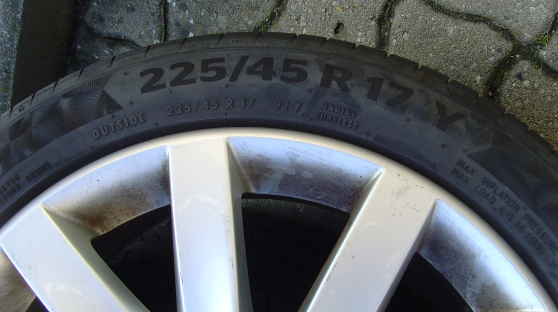 Jante aliaj 5x112 pe 17 orig.VW Golf 6,Golf 5,Golf 7,Jetta,Touran,etc/c.vara 225/45R17 Conti PC6