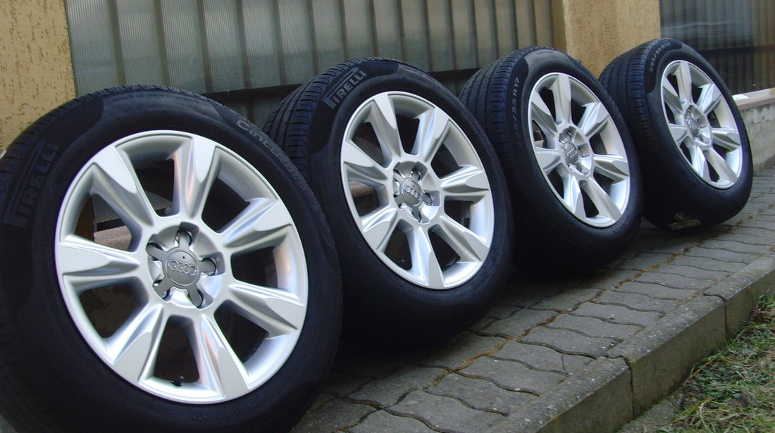 Jante aliaj 5x112 pe 17 originale Audi A4,A6(Allroad),A5,A6,A7,Q5+anvelope vara 225/55 R17 Pirelli