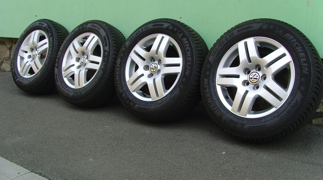 Jante aliaj Avus2, 5x100 pe 15 orig.VW Golf 4,Bora,(Octavia)/cauc.iarna 195/65R15 Michelin Alpin5