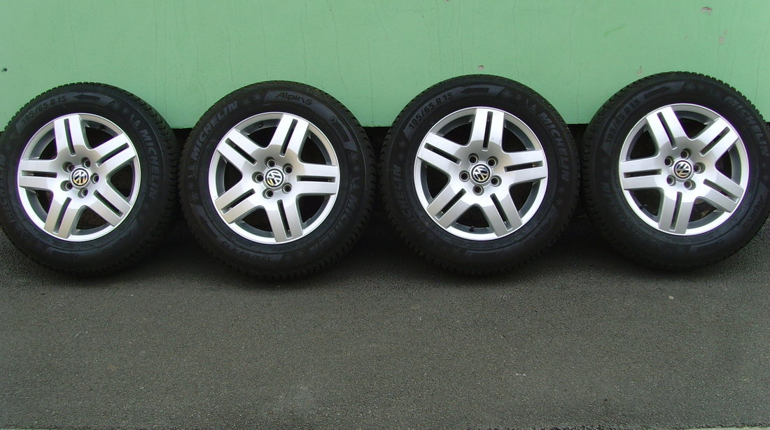 Jante aliaj Avus2, 5x100 pe 15 orig.VW Golf 4,Bora,(Octavia)/cauc.iarna 195/65R15 Michelin Alpin5