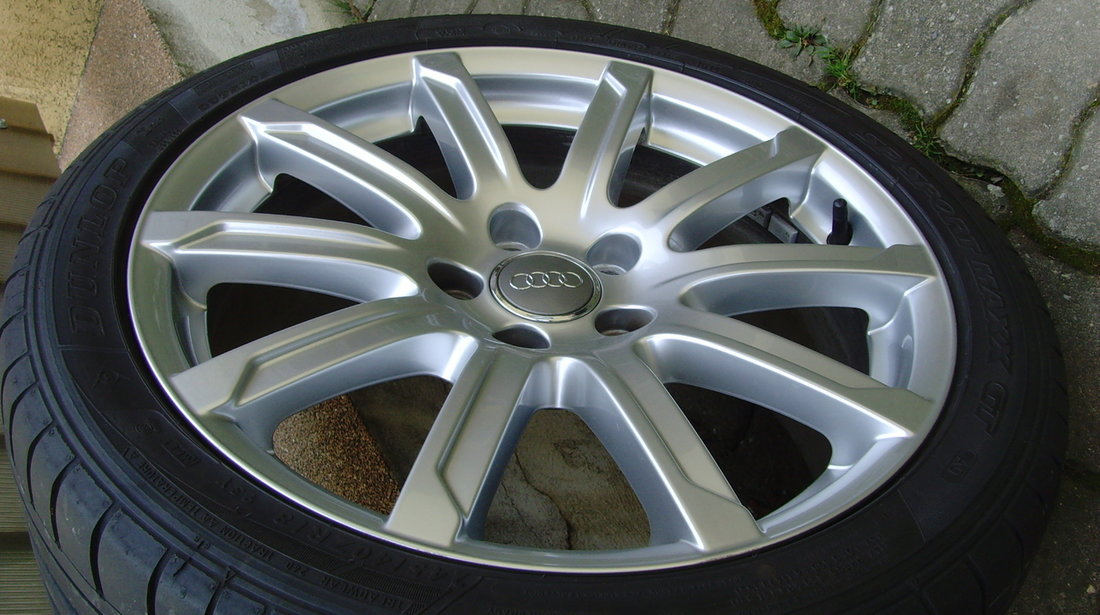 Jante aliaj ca Noi 5x112 pe 18 originale AUDI A4,A5,A6,A8+anvelope vara  245/40 R18 Dunlop SportMaxx