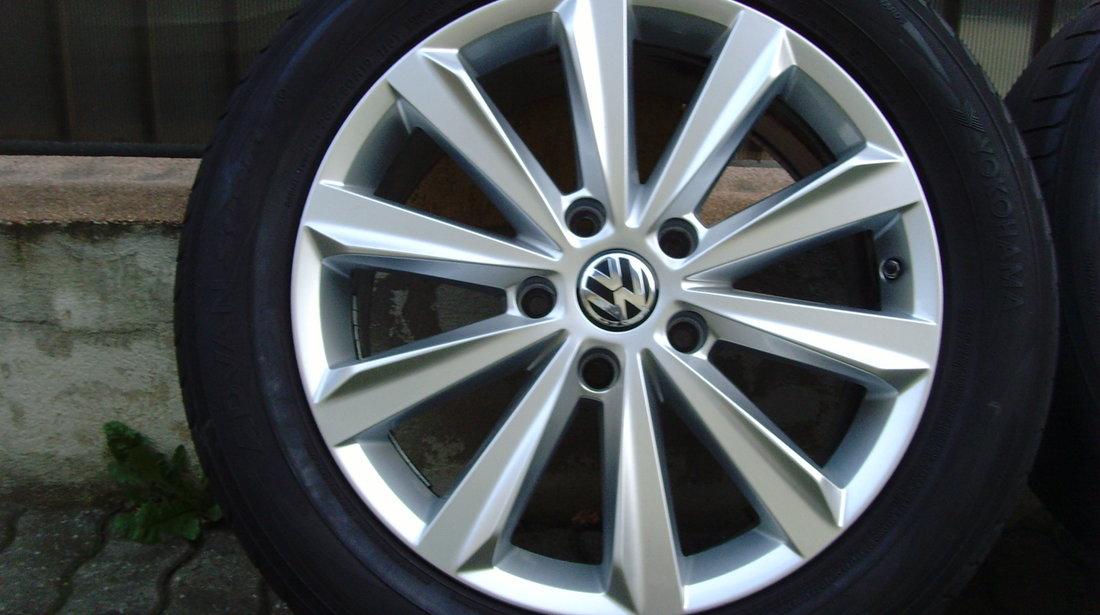 Jante aliaj Salamanca 5x130 pe 19 originale VW Touareg 2013,anvelope vara 265/50R19,senzori presiune