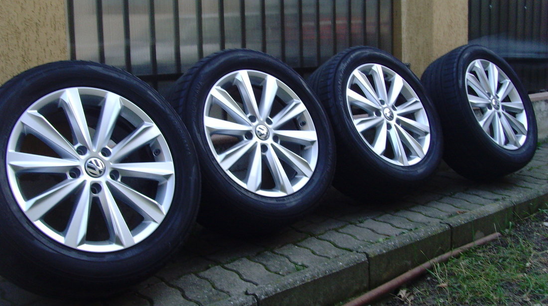 Jante aliaj Salamanca 5x130 pe 19 originale VW Touareg 2013,anvelope vara 265/50R19,senzori presiune