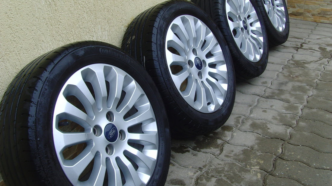 Jante de aliaj 4x98 pe 15 originale Ford Ka 2,(Fiat 500) cu anvelope de vara 195/50 R15 Continental