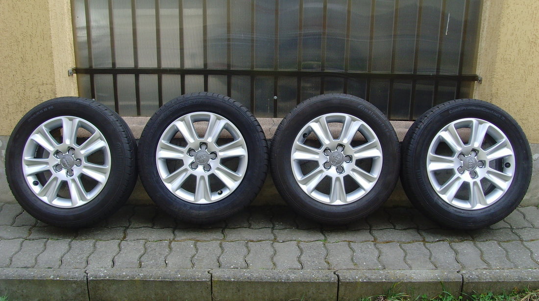 Jante de aliaj 5x100 pe 15 originale Audi A1 cu anvelope de vara 205/55R15 de 7mm