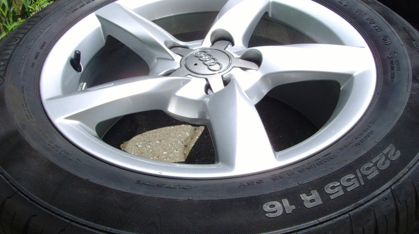 Jante de aliaj 5x112 pe 16 originale AUDI A4 B8 S-line/anvelope vara ca noi 225/55 R16 95Y Conti2017