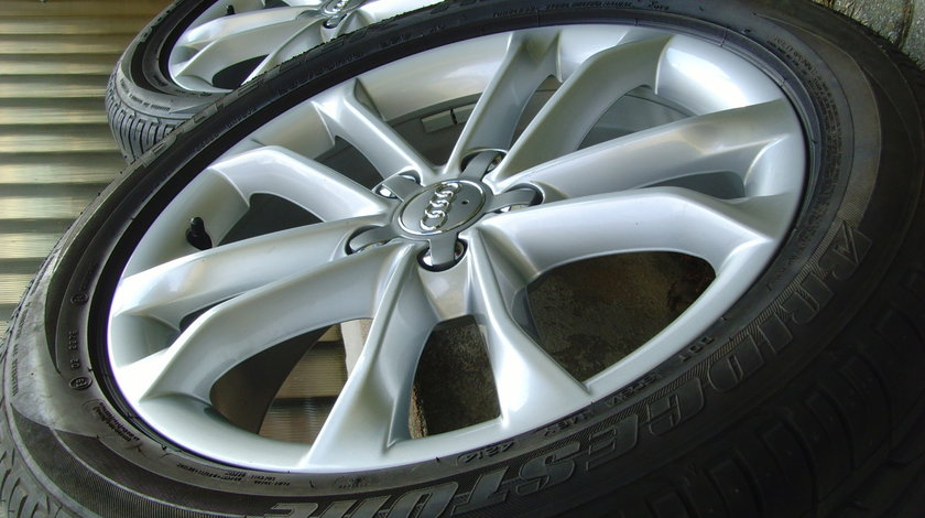 Jante de aliaj 5x112 pe 18 originale Audi Q3 2015 + anvelope 235/50 R18 Bridgestone Dueler de 7,5mm