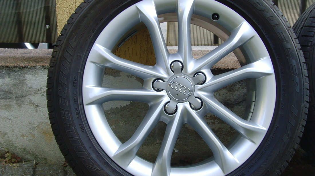 Jante de aliaj 5x112 pe 18 originale Audi Q3 2015 + anvelope 235/50 R18 Bridgestone Dueler de 7,5mm