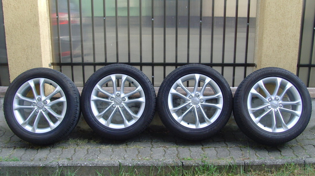 Jante de aliaj 5x112 pe 18 originale Audi Q3 2015 + anvelope 235/50 R18 Bridgestone Dueler de 7,5mm