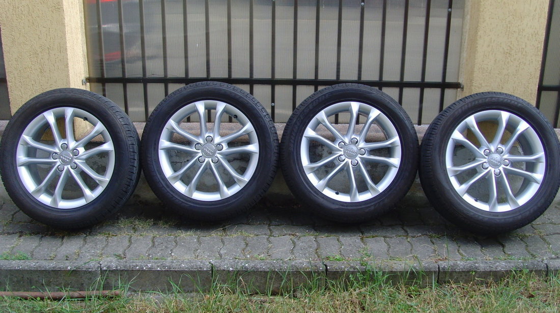 Jante de aliaj 5x112 pe 18 originale Audi Q3 2015 + anvelope 235/50 R18 Bridgestone Dueler de 7,5mm