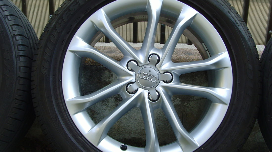 Jante de aliaj 5x112 pe 18 originale Audi Q3 2015 + anvelope 235/50 R18 Bridgestone Dueler de 7,5mm