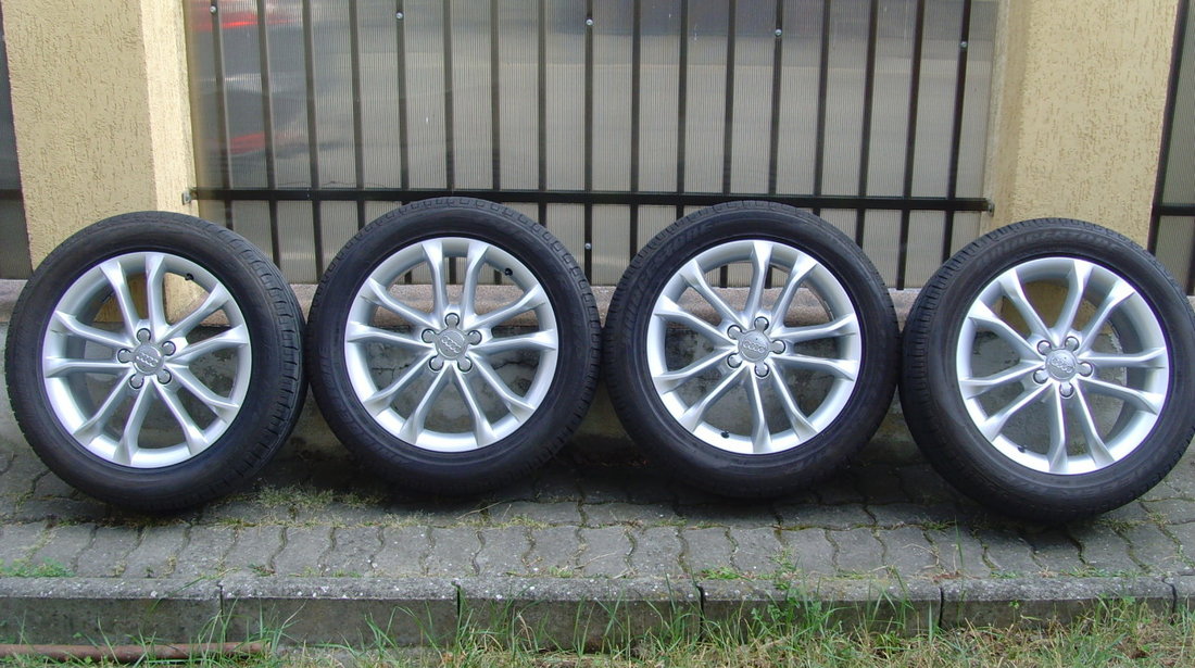 Jante de aliaj 5x112 pe 18 originale Audi Q3 2015 + anvelope 235/50 R18 Bridgestone Dueler de 7,5mm