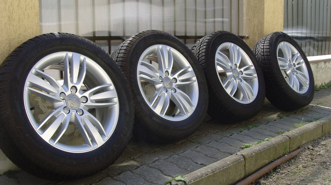 Jante de aliaj ca Noi 5x112 pe 17 originale Audi Q3(VW Tiguan)/c.iarna ca Noi 215/60R17 Dunlop 8,5mm