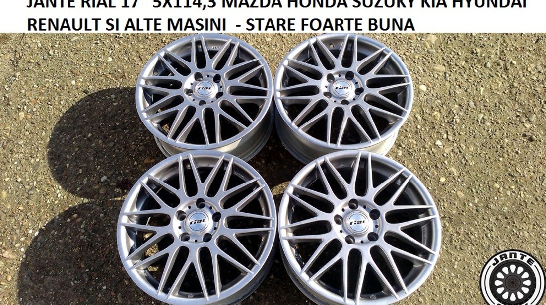 JANTE RIAL 17 5X114,3 MAZDA HONDA SUZUKY HYUNDAI KIA RENAULT SI ALTE MASINI